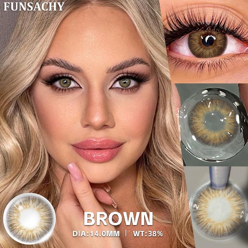 FUNSACHY 1 Pair Natural Colored Contact Lenses for Eyes Brown Pupils Lens Contact Lenses Cosmetic Green Contacts New Color Lens