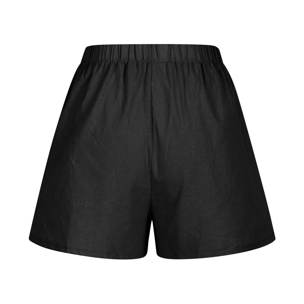 Women Elastic Waist Casual Shorts with Pockets Lightweight Loose Fit Summer Shorts for Outdoor Activities and Daily Wear