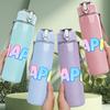 1PC Happy Colorful Letter Text Print 750ml Color Plastic Sports Water Bottle Leakproof Flip Straw Lid Suitable for Sports Office Home Use