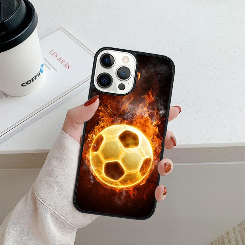 Fire Football Soccer ball Phone Case For iPhone 17 Air 16 pro max 15 14 plus 12 13 Shell Cover coque