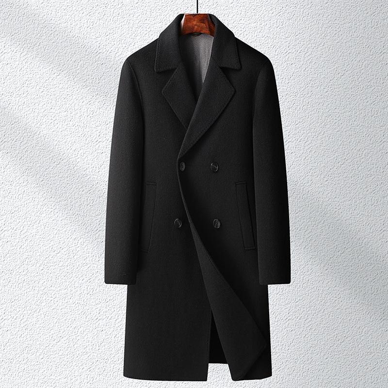 

Длинное двубортное шерстяное пальто, новинка на осень и зиму 3XL