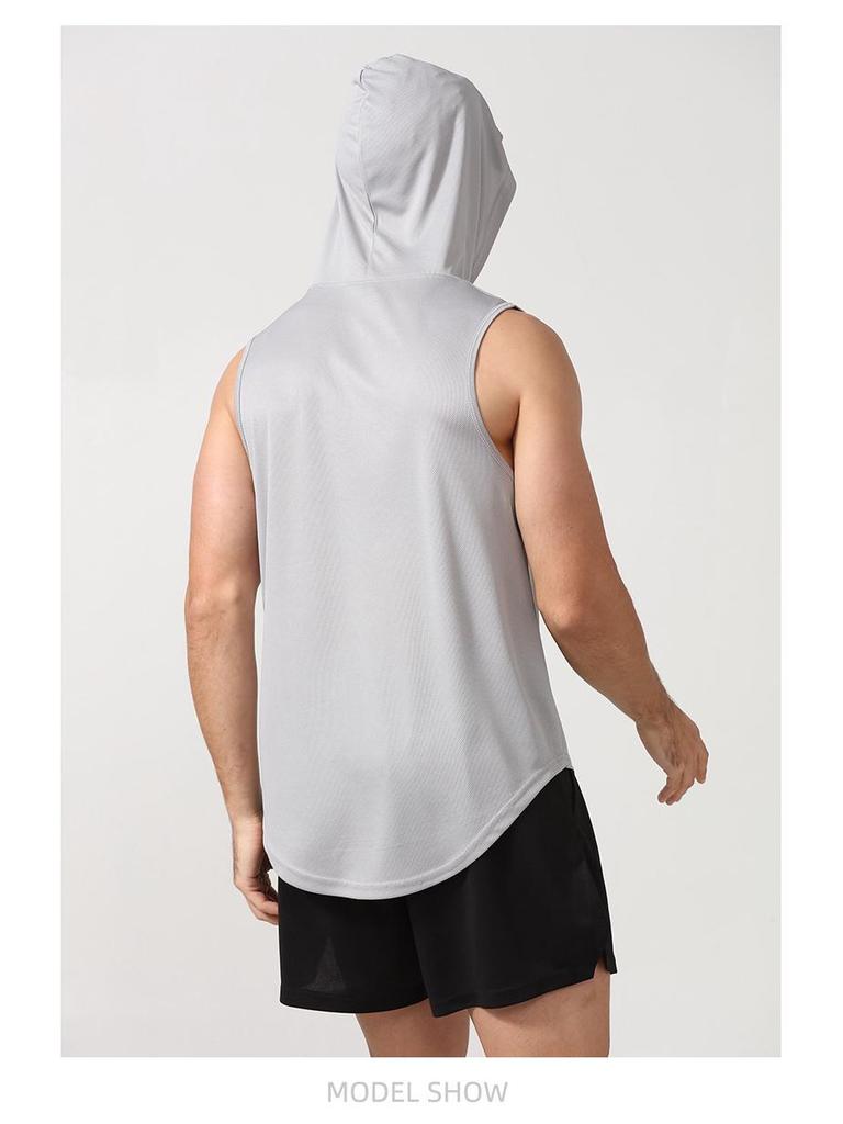 Men's Quick-Dry Hooded Sports Tank Top - Sleeveless Basketball Training Vest