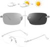 Vintage Rimless Sunglasses For Men And Women Fashion Small Square Frame Glasses New Photochromic Sunglasses