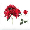 Christmas Flower Fake Flower Christmas Decoration, Flannel Green Plant Potted Christmas Ornament Christmas 5 Fork Artificial Flower