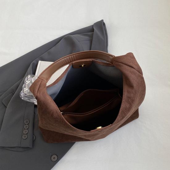 Suede Shoulder Bag Retro Design Large Capacity Crossbody Handbag Adjustable Strap Large Capacity Casual