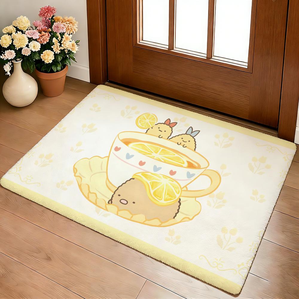 Kwaii Anime S-Sumikko Gurashi Floor Mat Cozy Flannel Soft Thick Non-Slip Mat For Living Room Bedroom Kitchen Decor Rugs