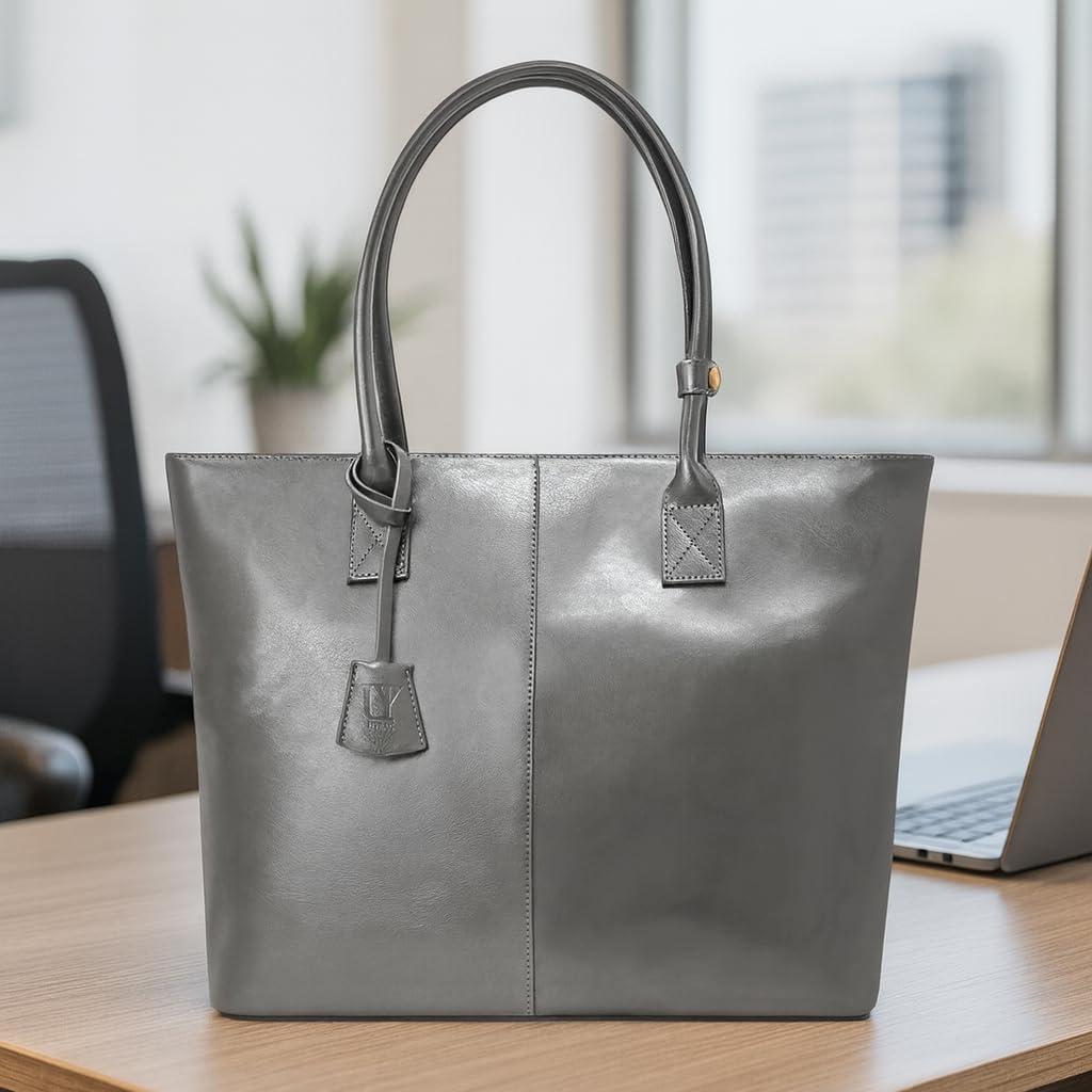 UYBAG [Top-of-the-line Tote Series Model] Men's Business Tote Bag, Large Capacity, Leather, Uy23 (05.Gray)