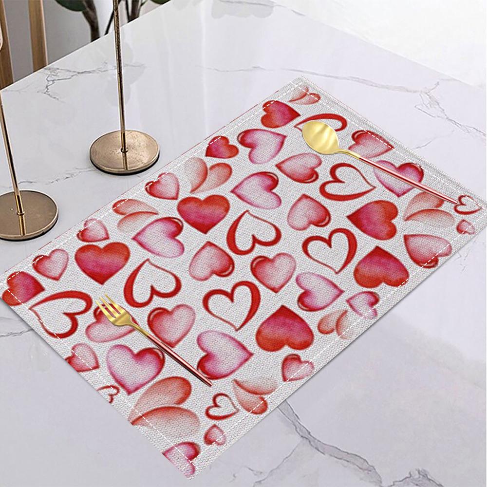 Love Heart Table Mat Patchwork Rose Romantic Valentine's Placemat for Valentine's Dinner Romantic Date Love Party Home Decor