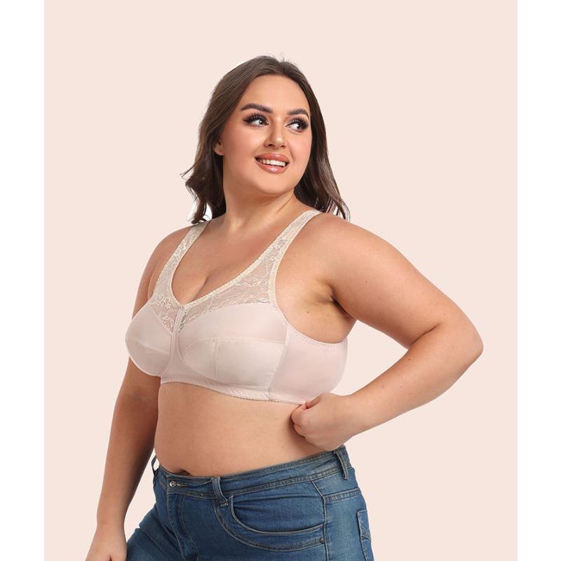 Wire Free Thin Bra Large Size Lingerie Lace Wide Straps Minimizer Women B C D E F G