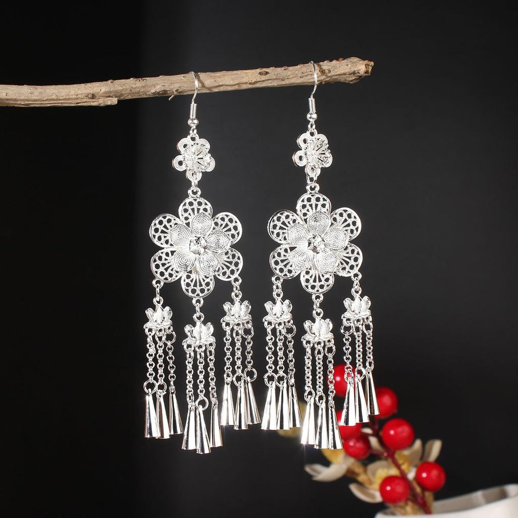 Turquoise Earrings Bohemian Drop Ear Earrings with Tassels, Geometric Alloy, Retro Style, Boastful Ear Accessories