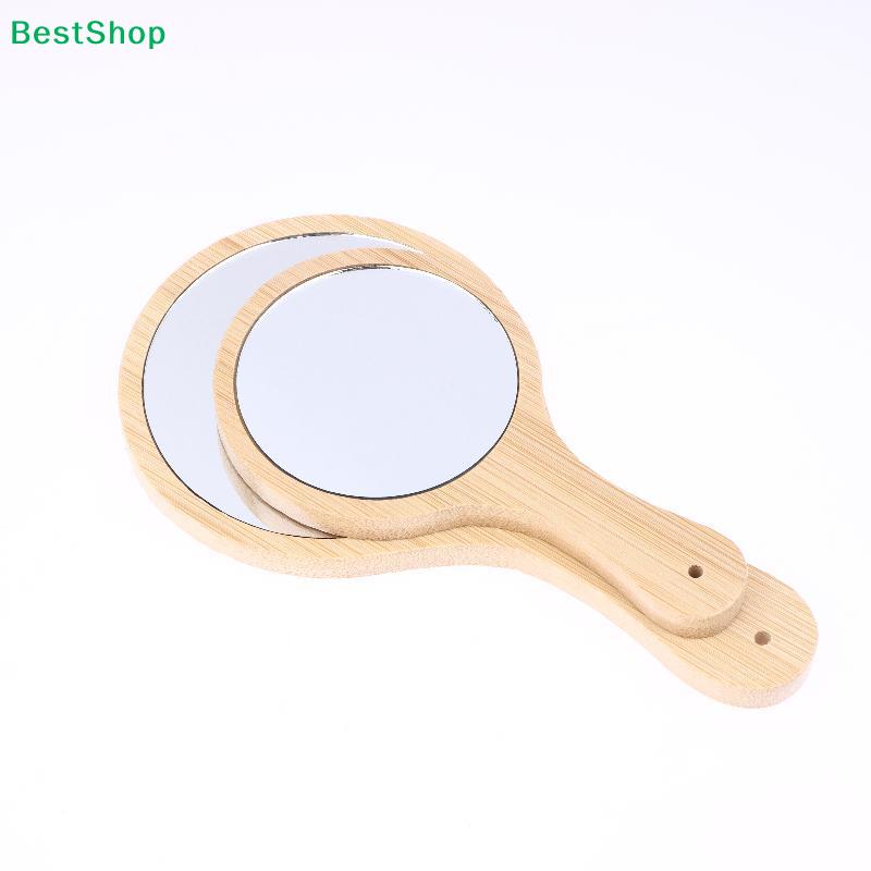 Natürlicher Bambus Handspiegel – 2 Größen Runder Holzspiegel für Zuhause & Salon