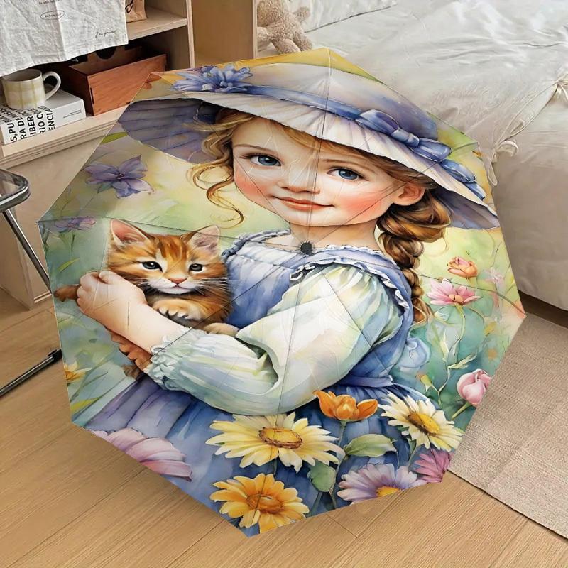 1PC girl flowers Automatic Open/Close Umbrella Compact Folding Umbrella with 8-Rib Shaft lightweight esign, Fashion Lovers1253A
