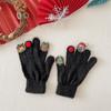 Knitted Xmas Winter Gloves Thicken Plush Gloves Handwear Five Finger Gloves  Student Wear