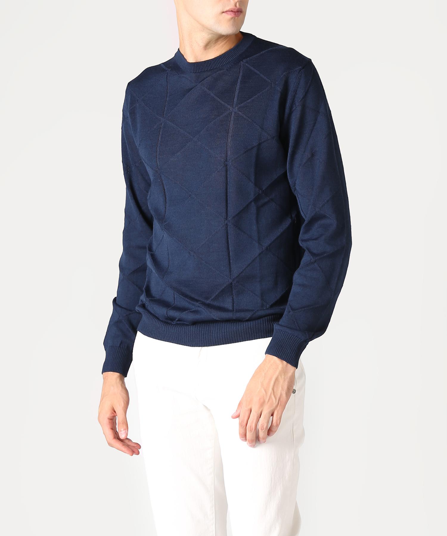 Panicalle Marino Wool Round Knit [Navy] Navy/S