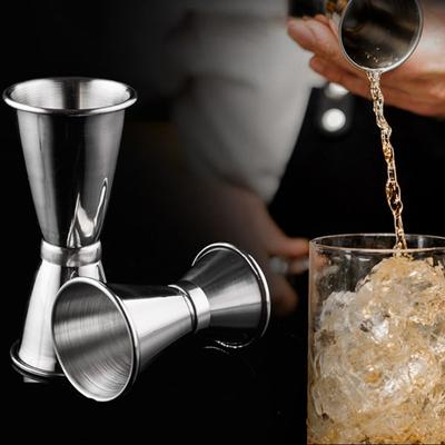 Dual Shot Stainless Steel Measuring Cups 15/30 25/50 20/40ml Rolled Cup Edge Cocktail Jigger Polished Surface Smooth Ounce Cup