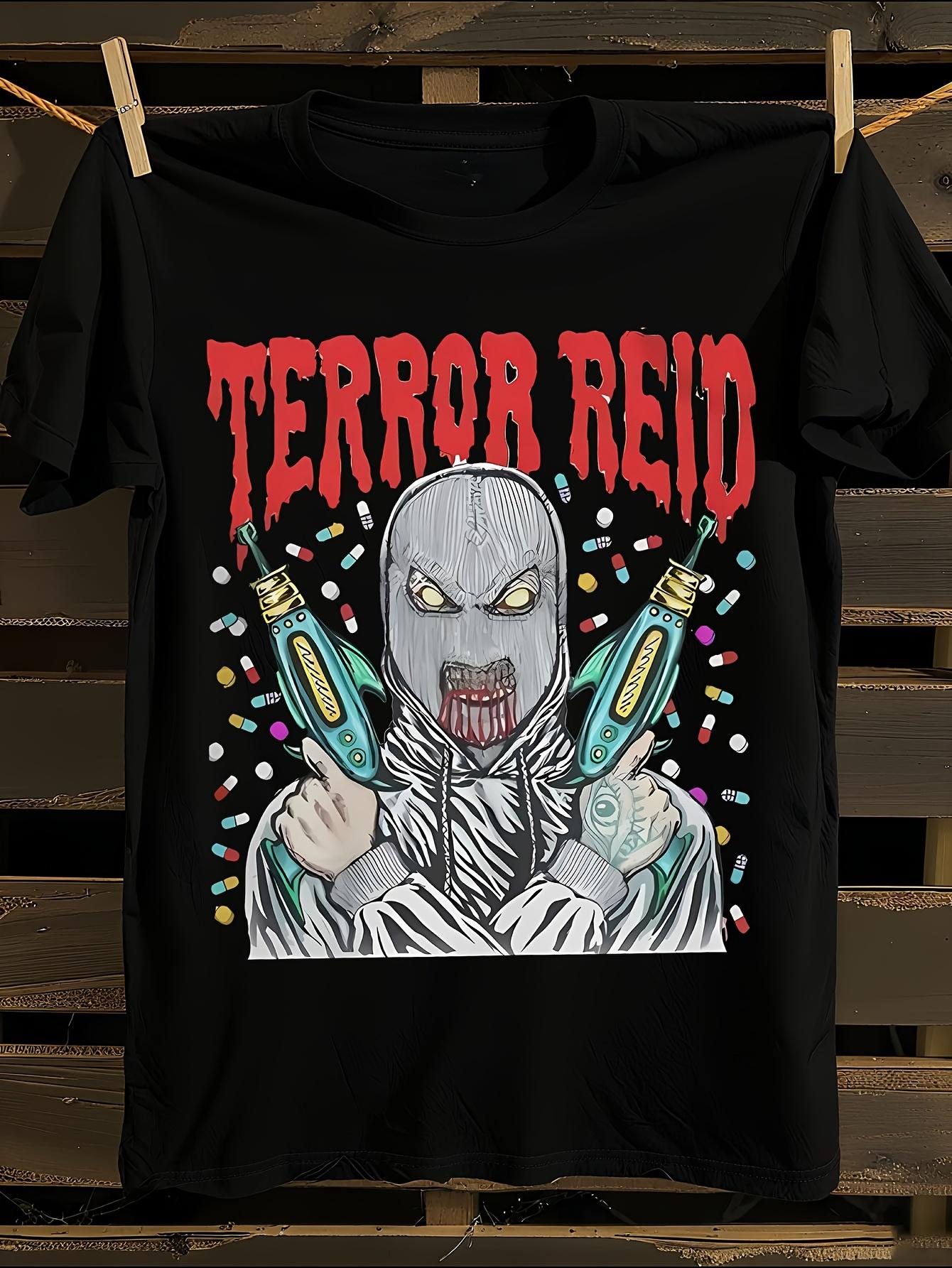 Terror Reid Graphic T-Shirt Mens Tshirt Womens Tshirts with Letters Print Short Sleeves T-Shirt Casual Street Tee Shirt Top XXL