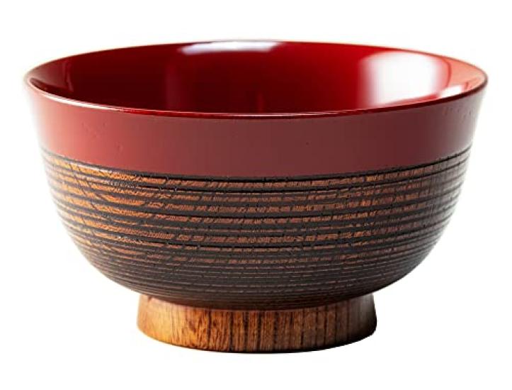 Urushikodo Soup Zelkova Vermilion Lacquer  Yamanaka Lacquerware  Bowl, Wood, (Medium) SI-11