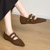 2025 Retro Rivet Pointed Toe Shallow Mouth Heightened Single Shoes 2025 New Flat French Evening Breeze Mary Jane Shoes