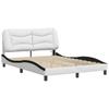 LED Bed Frame Without Mattress  Hvar  White and Black 140x190 Cm