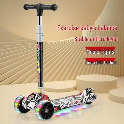 Foldable Children's Scooter with Music & Lights for Ages 3-12