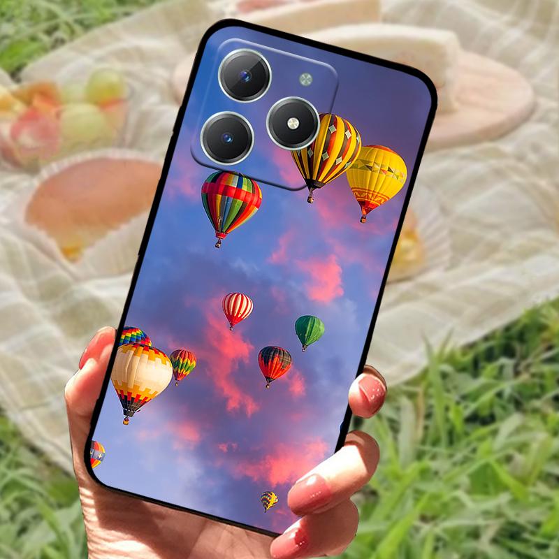 For Realme C61 4G Case Fashion Cartoon Black Silicone Soft TPU Back Cover For Oppo Realme C63 Protective Fundas Coque Cases