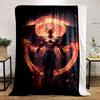 Fiery winged figure with a glowing circular flame backdrop. for all seasons blanket lunch break throw gift