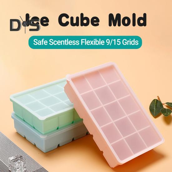 Food Grade Ice Cube Mold Safe Scentless Flexible 9/15 Grids Silicone Ice Cube Plate