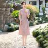 Slim Fit Chinese-Inspired Short Sleeve Dress Women Vintage Style 2025 Qipao