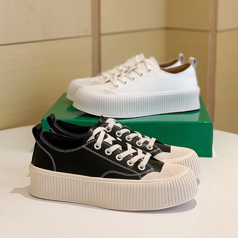 

Spring New Leather Biscuit Shoes Fashion Women s Shoes Thick-soled Casual Sports Flat Shoes Small White Shoes Single Shoes