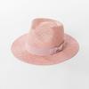 Natural grass woven wide brimmed jazz hat with bow and ribbon for sun protection and sunshade grass hat