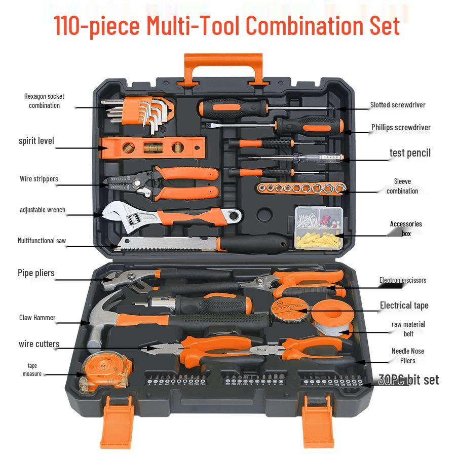 Electrician, Carpenter, Plumber Tool Set: Complete Combination Toolbox for Repairs