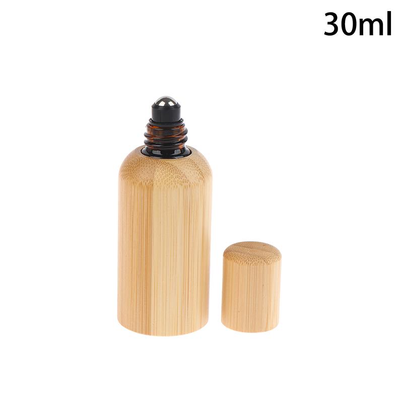 1 Pcs 10/20/30/50/100ml Bamboo Glass Roll On Bottle With Lid For Essential Oils Refillable Perfume Bottles With Roller Ball