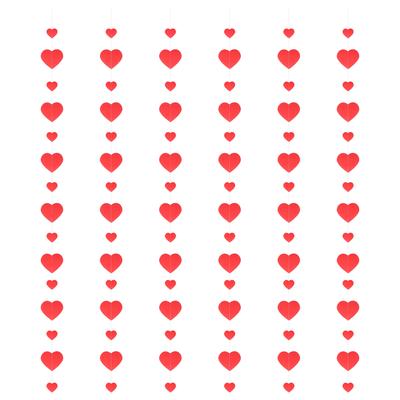 6Pcs Loving Heart Red Wedding Celebration Valentine Day Garland Decoration Supply
