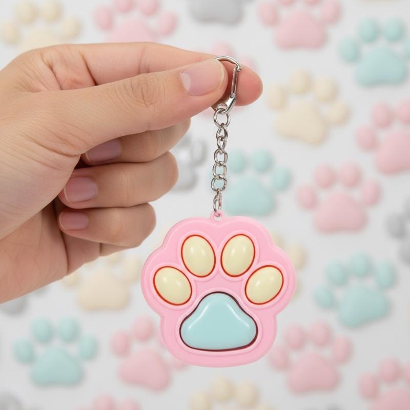 Interactive Cat Paw Keychain Press Toy for Stress Relief Keyring Office Travel Sturdy Plastic Accessory Gift