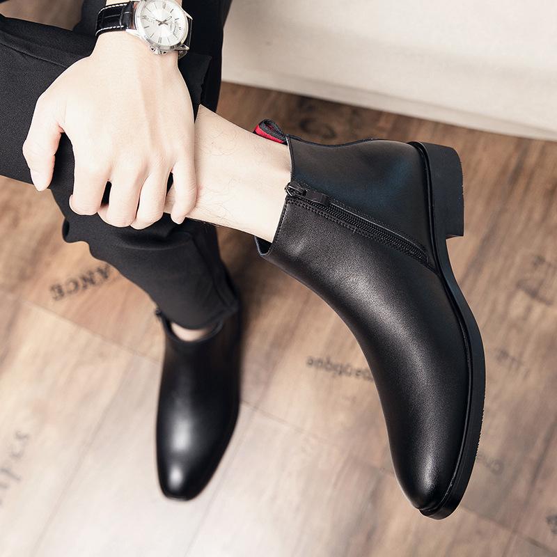Chelsea boots autumn and winter black high-top leather shoes leather boots British short boots business dress