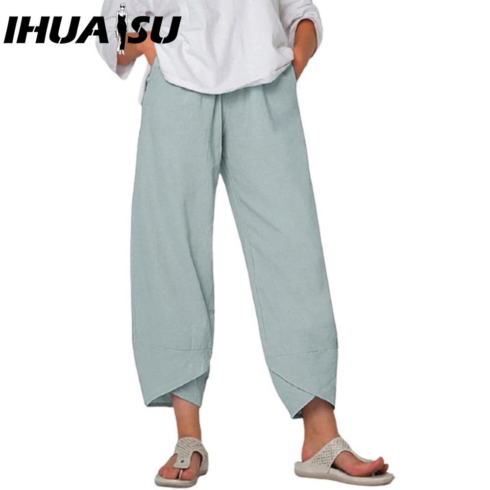 IHUASU Dammode Casual Enfärgat Tryck Hög Midja Byxor & Capris