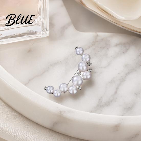 Imitation Pearl Pin Brooch Pin Curved Design Lapel Large