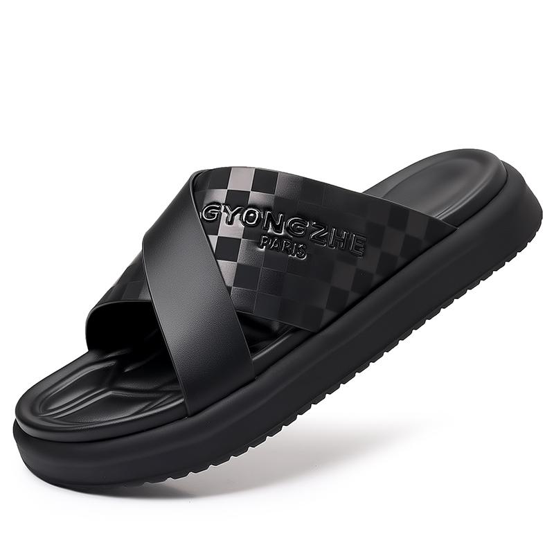 Fashion Mens Slip On Office Flats Men Shoe Handmade Soles Men's Slippers Men's Casual Walking Sandals  Outdoor Anti Slip Beach Slippers