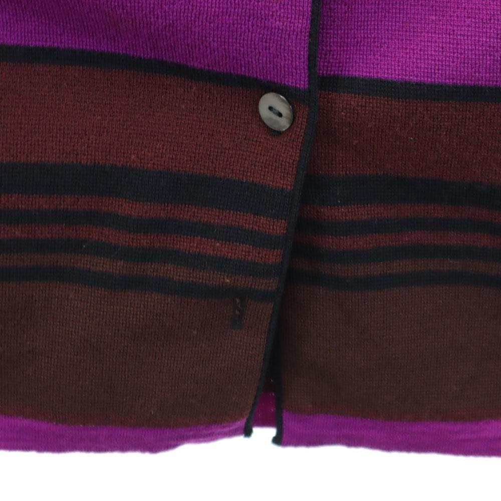 LANVIN Border Pattern Long sleeve knit cardigan 40 Brown etc Women Used