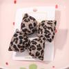 New Korean Pearl Leopard Print Padded Flower Hair Clip with Bow