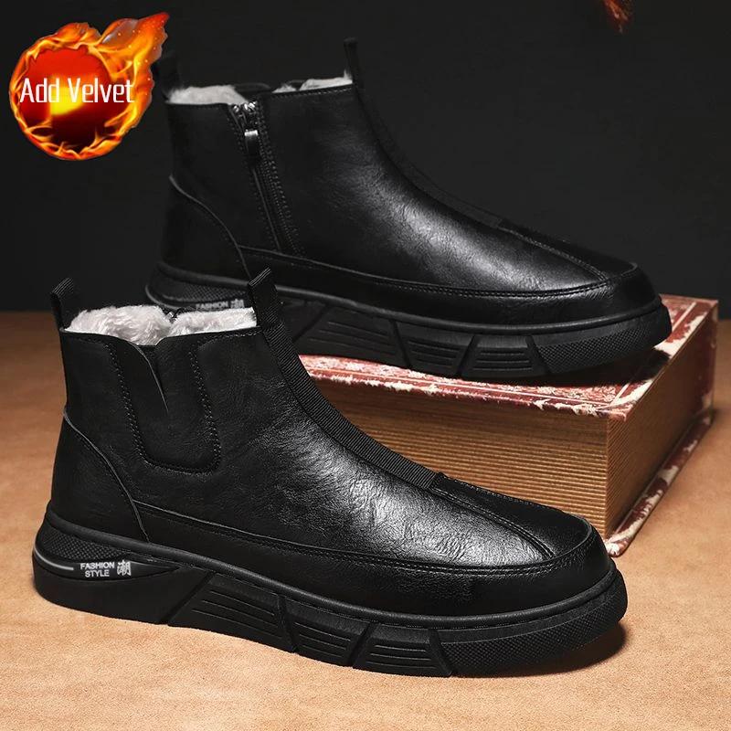 New in Men's Snow Boots Platform Warm Cold Proof Male Winter Shoes Brands Offer Anti Slip Fur Footwear High Quality Sale Luxury