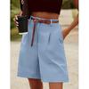 Pantaloncini Estivi da Donna Elastici Vita Alta Tasche Laterali Ampie Dritti Morbidi Monocolore Traspiranti Casual da Ufficio