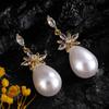 ZAKOL Fashion Simple Micropaved Zircon Imitation Pearl Women's Dangle Earrings Temperament Wedding Dinner Jewelry Accessories