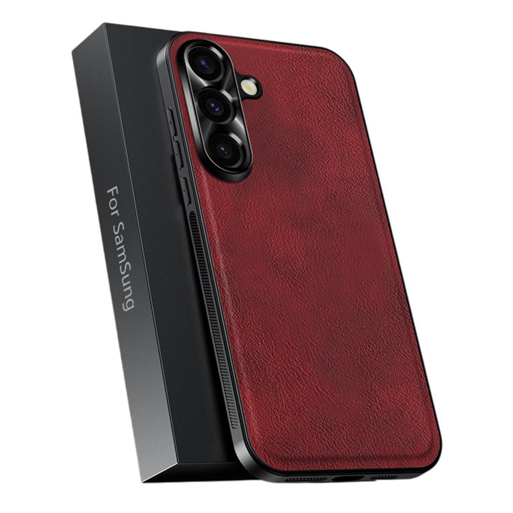 For Samsung Galaxy A56 5G Deksel PU+TPU+PC Telefon Bakdeksel med Metall Linseramme