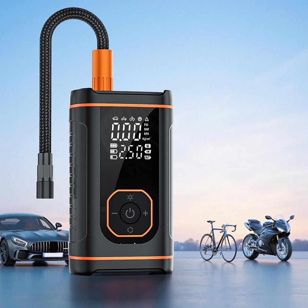Digital Display Portable Tire Inflator Pump, USB Rechargeable Air Compressor, Suitable for Car, Bicycle, and Motorcycle Tires