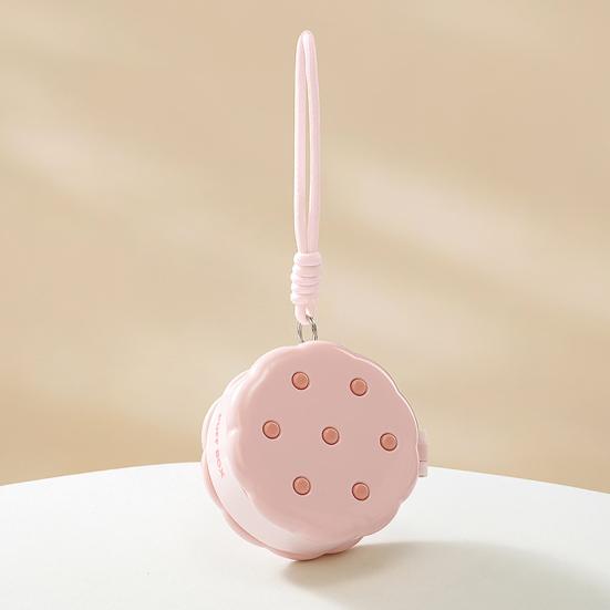 Round Powder Puff Box Double-Tier Wet And Dry Separation Makeup Puff Case Portable Makeup Sponge Organizer with Lanyard for Women Girls Travel Storage