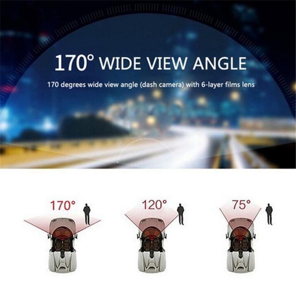 4 Inch Screen Car Camera, 170° Wide Angle G-sensor Motion Sensor Night Vision Car Mount Dashboar Camera Parking Monitor Car Dashcam with Rear Camera