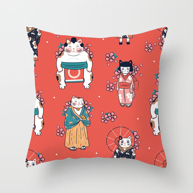 New Style of Lucky Cat Series Pillowcases, Home Office Sofa Pillow Cushion Covers, Seats