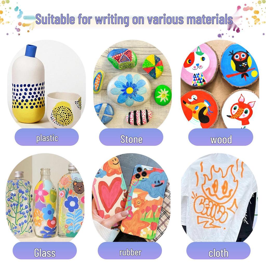 Dual-Tip Stackable Acrylic Markers - Quick-Drying Christmas Greeting Card Pens
