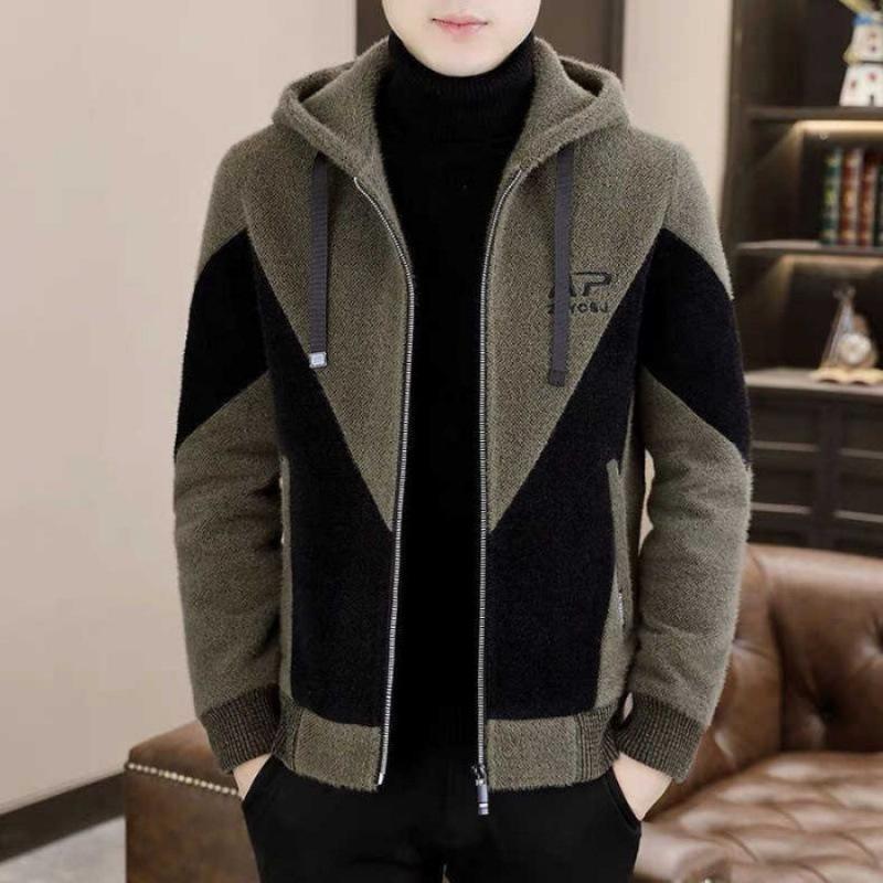 Trendy Hooded Jackets for Men in Autumn and Winter, Korean-style Casual Woolen Winter Wear, and Stylish Men's Trench Coats